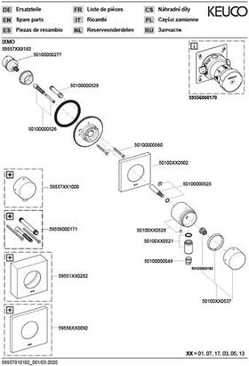 Keuco Brause-Set 10 IXMO_solo Therm-Arm für 2 Verbraucher vc