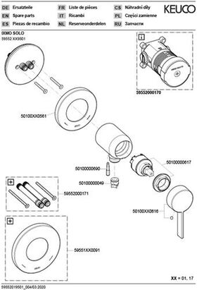 Keuco EH-Brausemischer IXMO_solo Pure UP m Schlauchans. Rosette rund vc