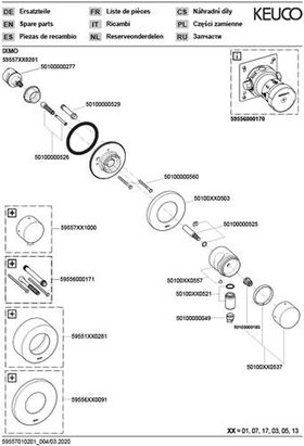 Keuco Brause-Set 7 IXMO_solo Therm-Arm für 2 Verbraucher verchromt