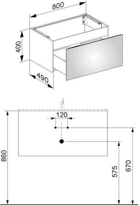 Keuco Waschtischunterbau X-LINE 800x400x490mm Inox