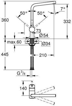 GROHE Einhand-Spültischbatterie Minta 1/2Zoll L-Auslauf co sun gebü