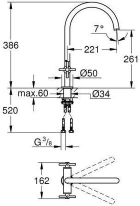 Grohe Zweigriff-Spültischbatterie ATRIO C-Auslauf chrom