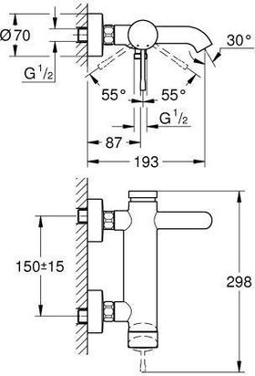 Grohe Einhand-Wannenbatterie ESSENCE 1/2Zoll warm sunset gebürstet