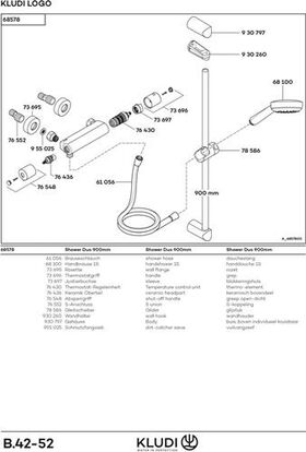 Kludi Therm-Brausearmatur LOGO SHOWER D DN 15 900mm chr