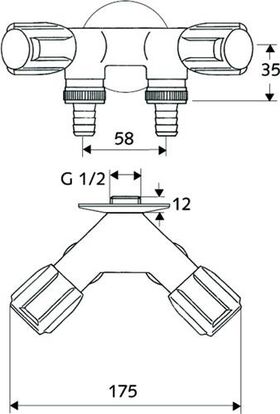 SCHELL NA-Doppelventil COMFORT chrom, 2x Schlauchanschlüsse 1/2Zoll AG