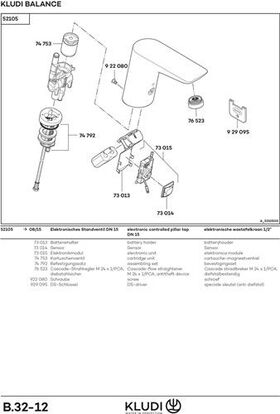 Kludi Standventil BALANCE E DN 15 elektr 6 V Lithium Batterie chr