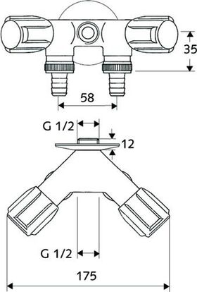 SCHELL NA-Doppelventil COMFORT chrom, 2x Schlauchanschlüsse 1/2Zoll IG