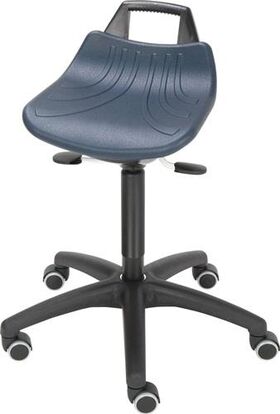 Drehhocker m.Rollen PU-Schaum blau Sitz-H.520-710mm