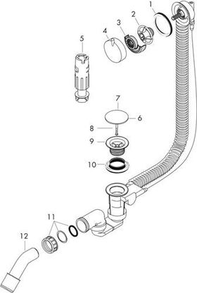 Ab-/Überlaufgarnitur AXOR FLEXAPLUS S mit Fertigset, für Normalwannen chrom