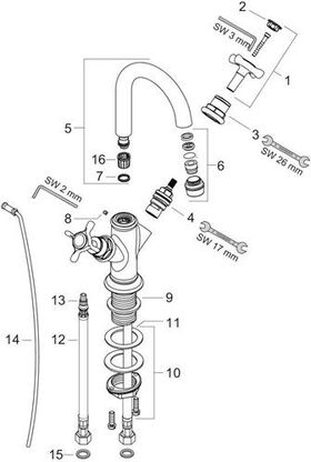 2-Griff-WT-Armatur 160 AXOR MONTREUX DN 15 f HWB m ZAG 1 1/4Zoll chrom