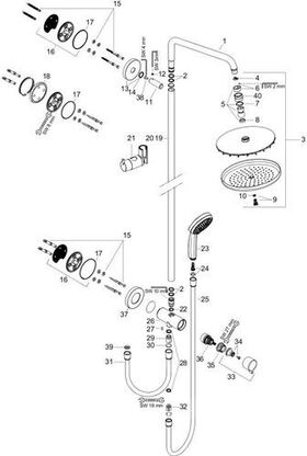 HG Showerpipe CROMA 220 AIR 1jet RENO DN 15 chrom