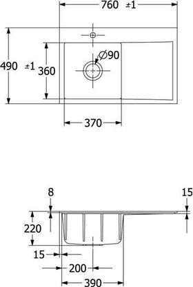 V&B Einbauspüle SUBWAY STYLE 45 Flat 780x510mm flächenb. Be li fossil