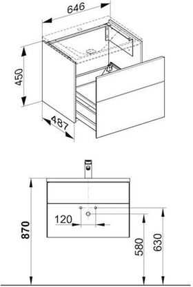 Keuco Waschtischunterbau ROYAL REFLEX 646x450x487mm titan