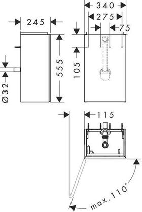 HG Waschtischunterschrank Xevolos E TA li 340x555x245mm Ko sch-gr ma sch-gr