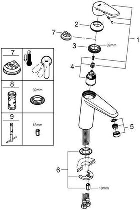 Grohe EH-WTbatt EURODISC C 1/2Zoll M-Size glatter Körper chr