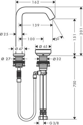 HG Zweiloch-Waschtischmischer Tecturis S CooStart ComfortZone 150 m AG mattweiß