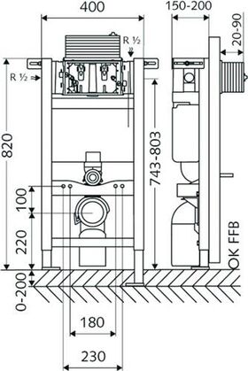 Schell WC-Montagemodul MONTUS 820 C m UP-Spülkasten 15 cm