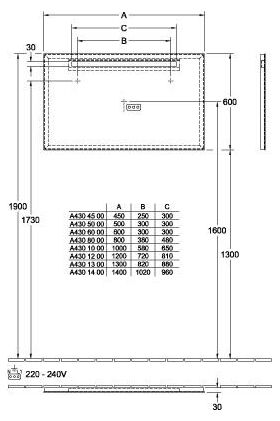 V&B Spiegel MORE TO SEE ONE 1400x600x30mm, 12 W