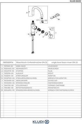 Kludi Waschtisch-Einhandmischer BOZZ seit Bedien. o Ablg ma-sw