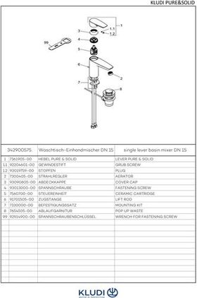 Kludi Waschtisch-EHM PURE&SOLID 100 DN 15 Ablaufgarnitur G 1 1/4Zoll chr