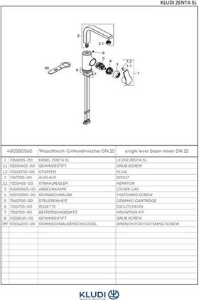 Kludi Waschtisch-Einhandmischer ZENTA SL DN 15 chr