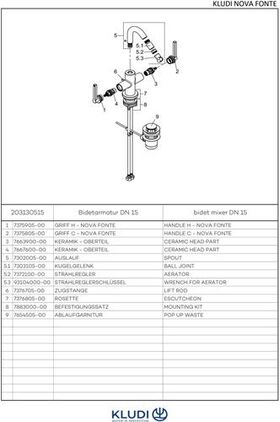 Kludi Bidetarmatur NOVA FONTE PURISTIC Zweigriff, DN 15 chrom