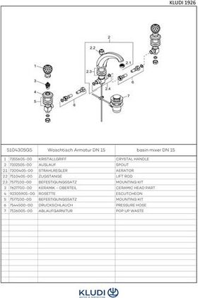 Kludi Waschtischarmatur ADLON DN 15 m Swarovski-Elementen Ausl. 15cm c