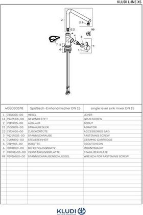 Kludi SPT-Einhandmischer L-INE S ECO kurzer Hebel chrom