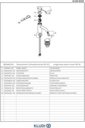 Kludi Waschtisch-Einhandmischer BOZZ DN 15 chr