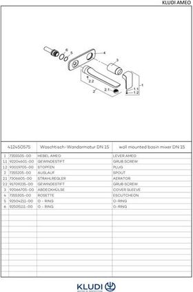 Kludi Zweiloch-Einhandmischer AMEO UP WT Ausladung Wandauslauf 235mm chr