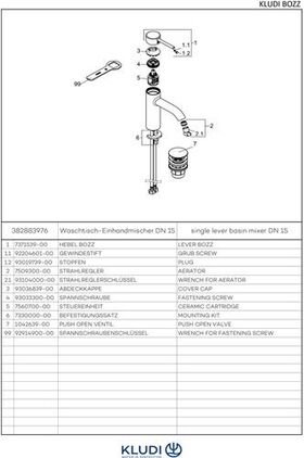 Kludi Waschtisch-Einhandmischer BOZZ DN 15 ma-sw