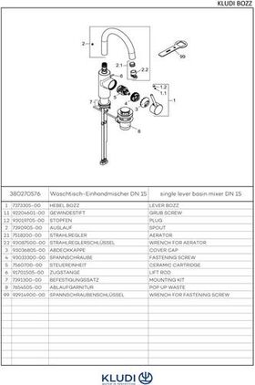 Kludi Waschtisch-Einhandmischer BOZZ seit Bedien. m Ablg 1 1/4Zoll chr
