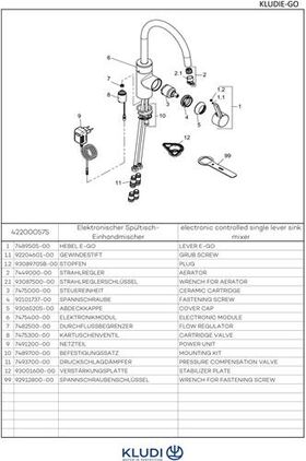 Kludi Spültisch-Einhandmischer E-GO DN 15 elektronisch 230 V Netzgerät chrom