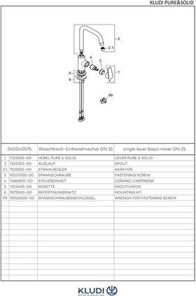 Kludi Waschtisch-EHM PURE&SOLID DN 15 schw ohne Ablaufgarnitur chr