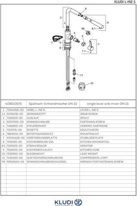 Kludi Spültisch-Einhandmischer L-INE S DN 15 chr