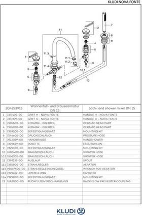 Kludi WF u Br-arm NOVA FONTE PURISTIC 4-Loch Fliesenrandmon. DN 15 mattschwarz