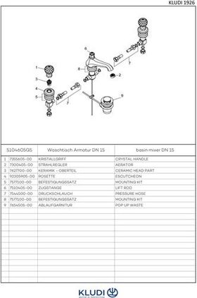 Kludi Waschtischarmatur ADLON DN 15 m Swarovski-Elementen Ausl. 145mm