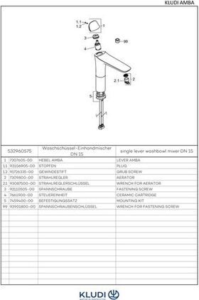 Kludi Waschtisch-Einhandmischer AMBA DN 15 Auslaufhöhe 213mm chr