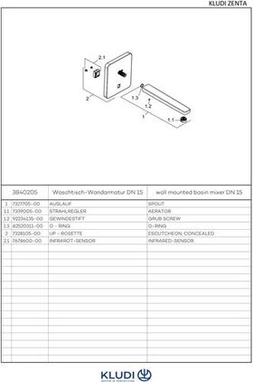 Kludi Waschtischarmatur ZENTA E DN 15 elektr Ausldg 240mm 230 V Netz chr