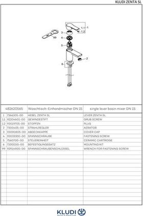 Kludi Waschtisch-Einhandmischer ZENTA SL DN 15 chr