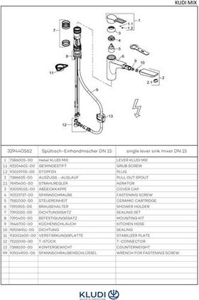 Kludi Spültisch-Einhandmischer MIX DN 15 chrom