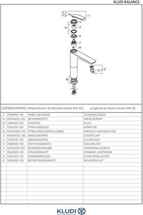 Kludi Waschschüssel-EHM BALANCE 3,8 l/min, Auslaufhöhe 272mm chrom