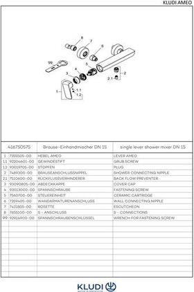 Kludi Brause-Einhandmischer AMEO DN 15 seitliche Bedienung chr