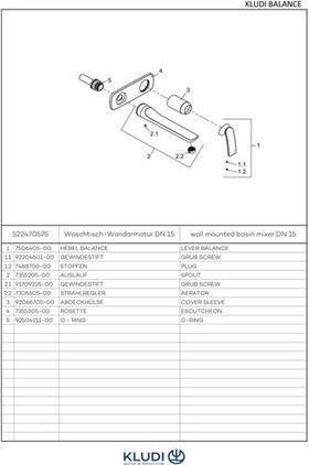 Kludi Zweiloch-Einhandmischer BALANCE UP WT Ausladung Wandauslauf 235mm chr