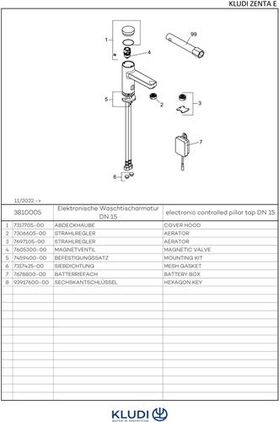 Kludi Waschtischarmatur ZENTA E DN 15 elektr 9 V-Alkaline-Batterie chr