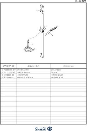 Kludi Brause-Set 3S FIZZ 900mm ma-sw/chr