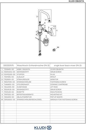 Kludi Waschtisch-Einhandmischer OBJEKTA DN 15 schwenkbarer Auslauf chr