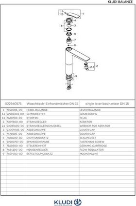 Kludi Waschschüssel-EHM BALANCE DN 15 Auslaufhöhe Unterkante 212mm chr