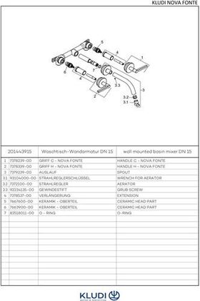 Kludi WT-Wandarm NOVA FONTE PURISTIC Dreiloch, DN 15 180mm, mattschwarz