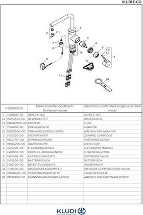 Kludi Spültisch-Einhandmischer E-GO elektronisch, DN 15 chrom